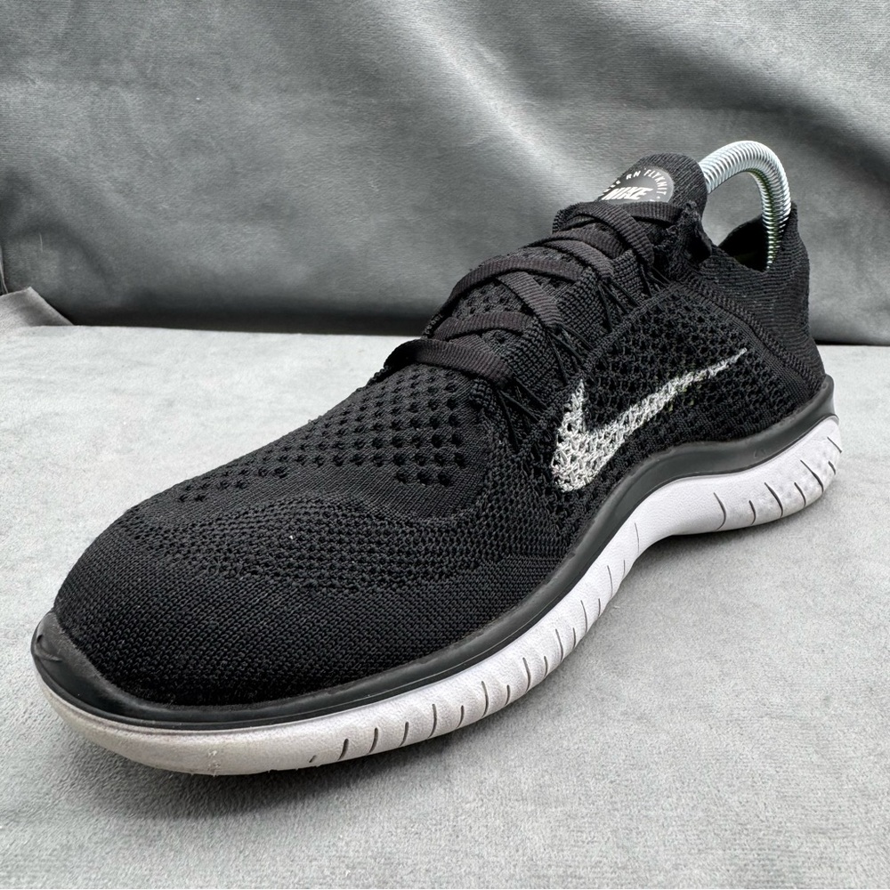 Nike Free RN Flyknit 2018 Running Shoes Men’s Size 9.5 Black White Athletic - Picture 4 of 14